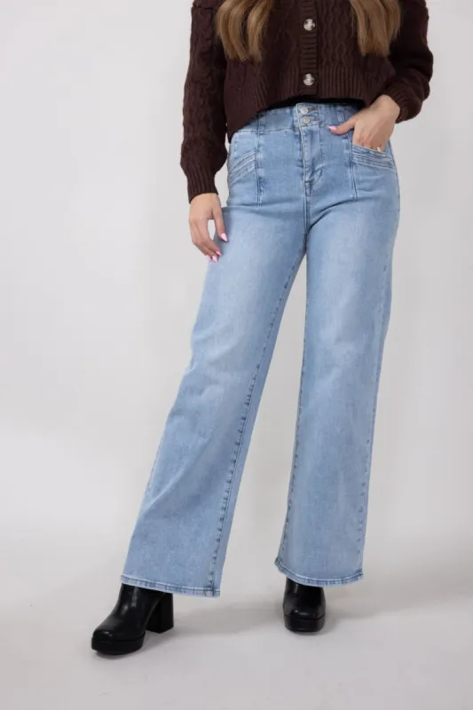 Mica High Rise Wide Leg Jeans for Women in Light Wash | MDP-W506LT sold by Glik’s