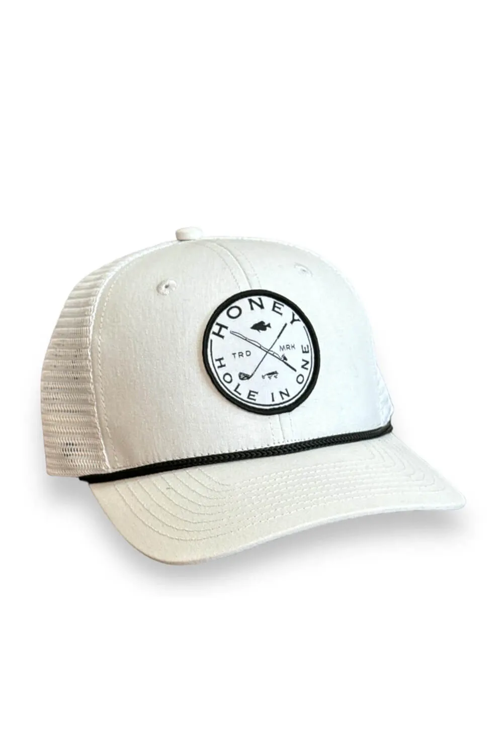 Honey Hole Hole-In-One Rope Trucker Hat for Men in White | RSB-W sold by Glik’s