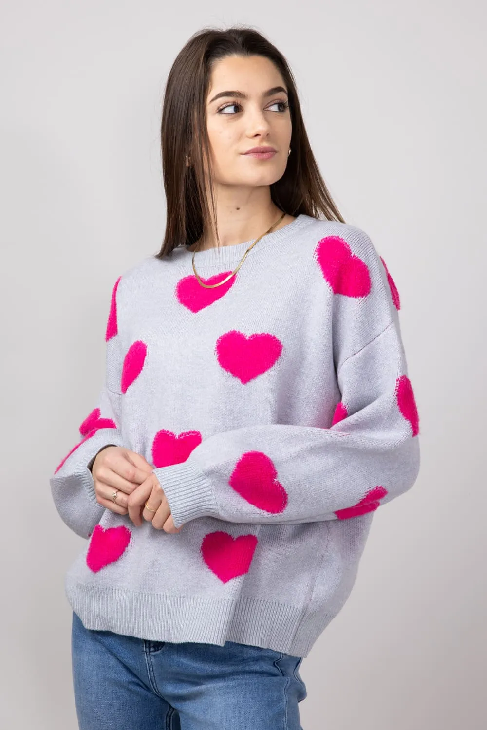 Miracle Multi Heart Sweater for Women in Silver | W8373-SILVER sold by Glik’s product image thumbnail 4