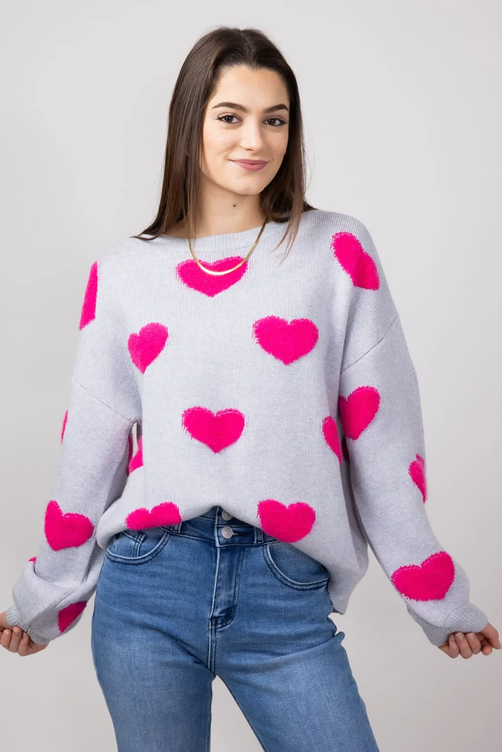 Miracle Multi Heart Sweater for Women in Silver | W8373-SILVER sold by Glik’s product image thumbnail 2
