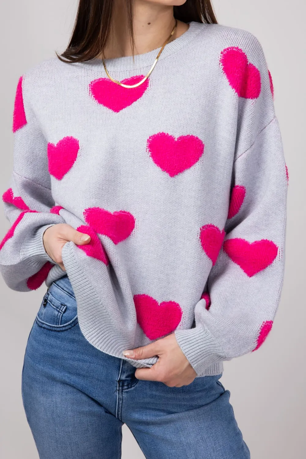 Miracle Multi Heart Sweater for Women in Silver | W8373-SILVER sold by Glik’s product image thumbnail 3