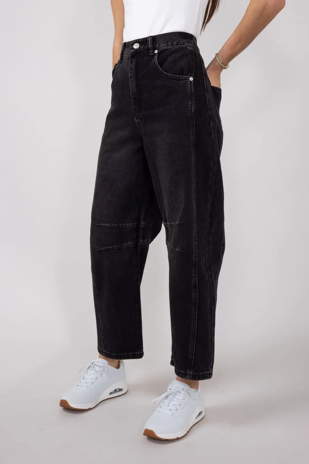 High-Rise Slouchy Barrel Jeans for Women in Black | MAP2740-BLACK sold by Glik’s product image thumbnail 3