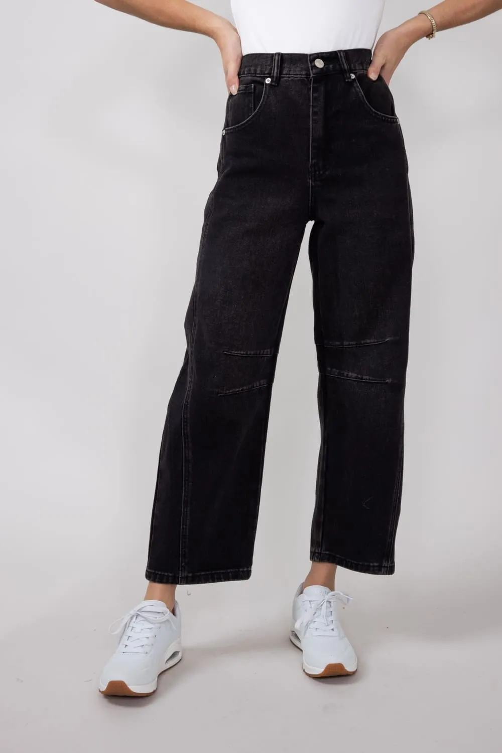 High-Rise Slouchy Barrel Jeans for Women in Black | MAP2740-BLACK sold by Glik’s