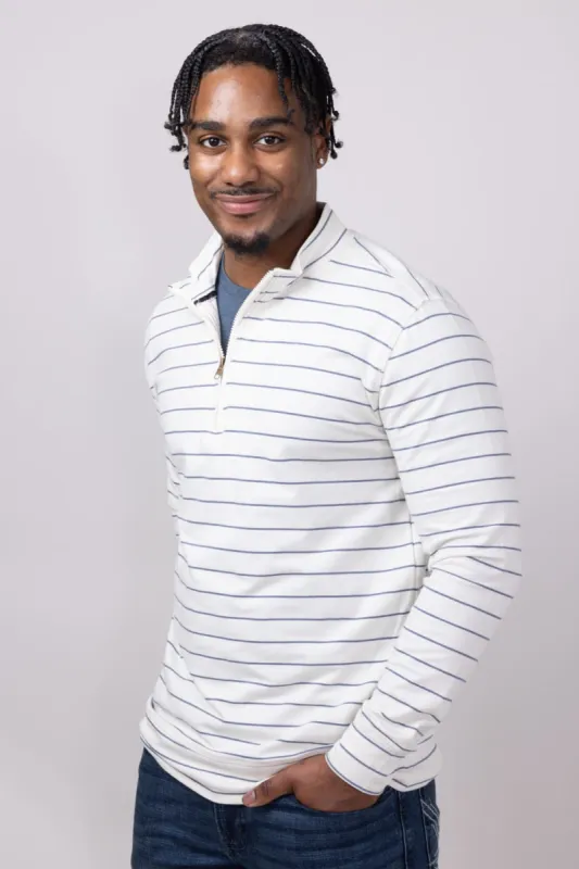 Weatherproof Vintage Striped Quarter Zip Pullover for Men in Antique White | S2531144GK-ANTIQUEWHITE sold by Glik’s