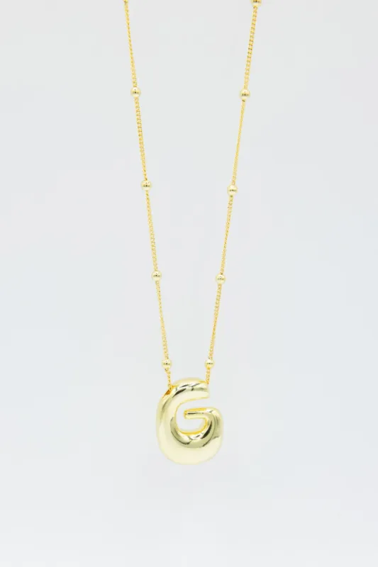 Gold Bubble Letter Initial “G” Necklace | KCN1105GD-G sold by Glik’s