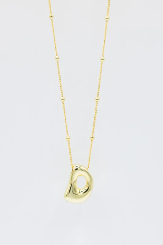 Gold Bubble Letter Initial “D” Necklace | KCN1105GD-D sold by Glik’s