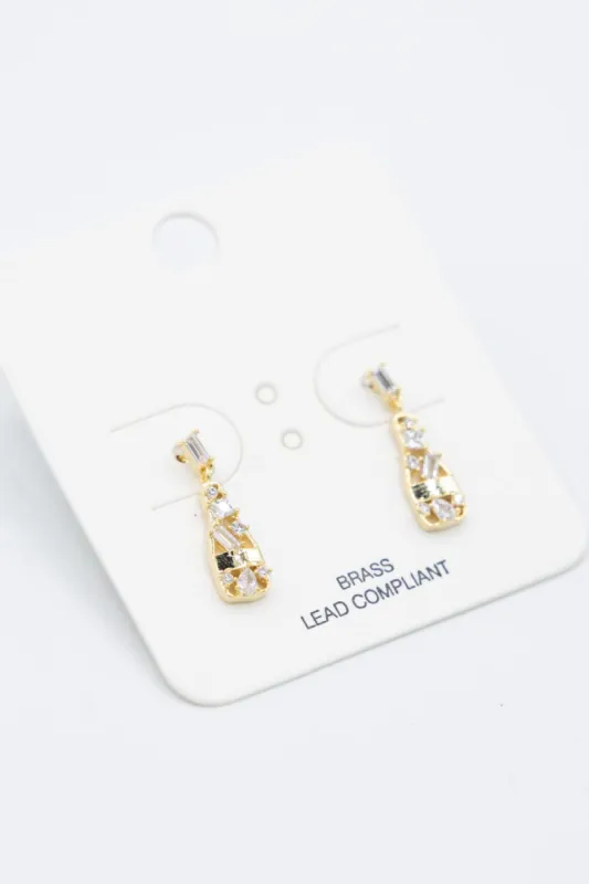Champagne Bottle Earrings in Gold | IEC186 GDCRY sold by Glik’s