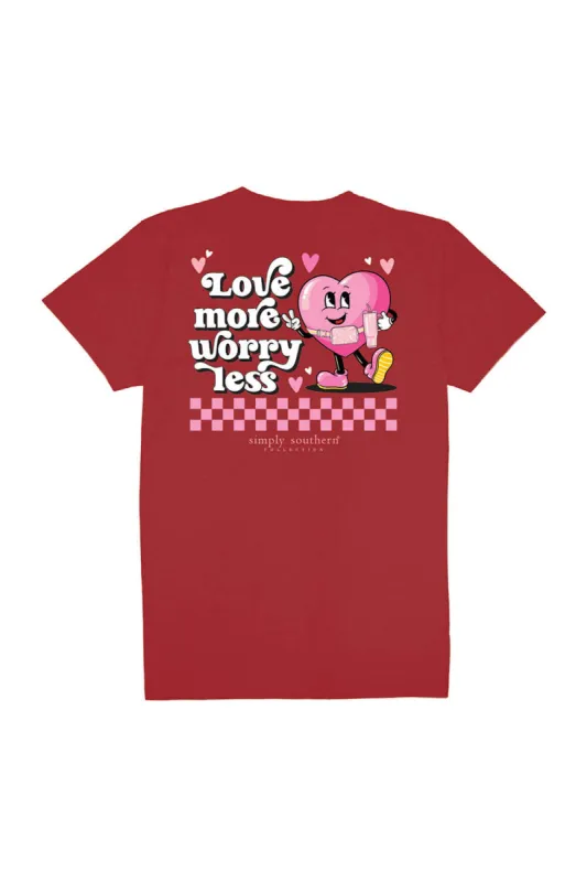 Simply Southern Plus Size Love More, Worry Less T-Shirt for Women in Red | EXT-SS-LOVEMORE-RED sold by Glik’s