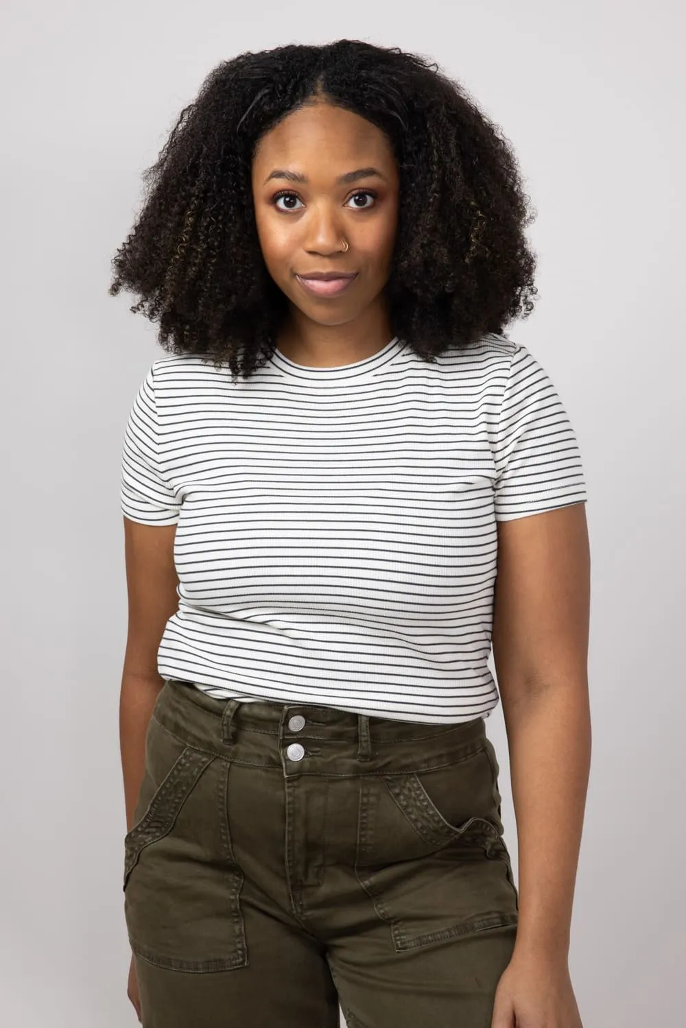 Thread & Supply Annie Striped T-Shirt for Women in Cream/Black | T3544BRTS-CREAMBLACK sold by Glik’s product image thumbnail 2
