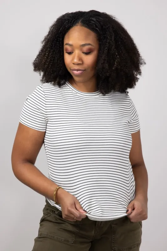 Thread & Supply Annie Striped T-Shirt for Women in Cream Black | T3544BRTS-CREAMBLACK sold by Glik’s