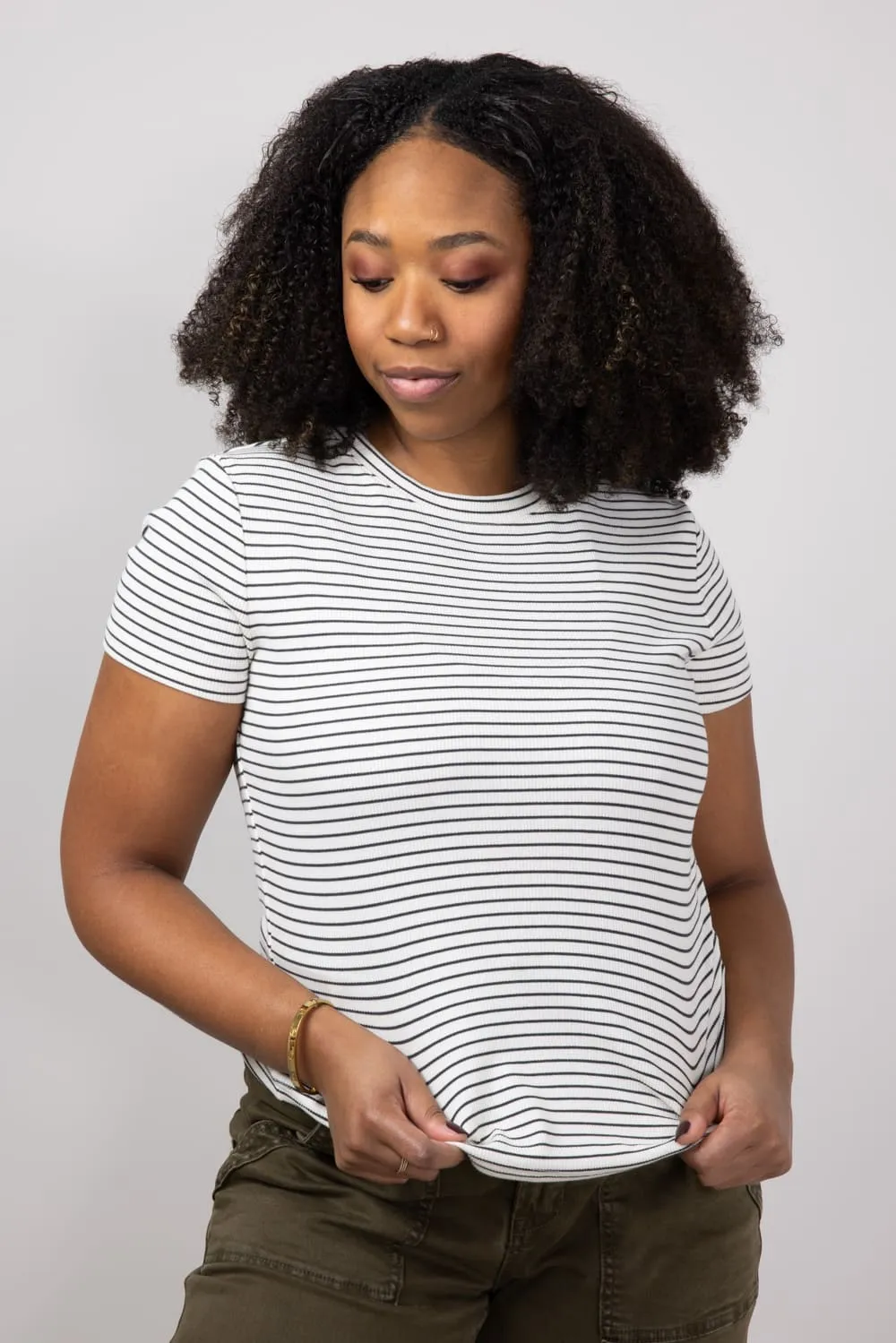 Thread & Supply Annie Striped T-Shirt for Women in Cream/Black | T3544BRTS-CREAMBLACK sold by Glik’s