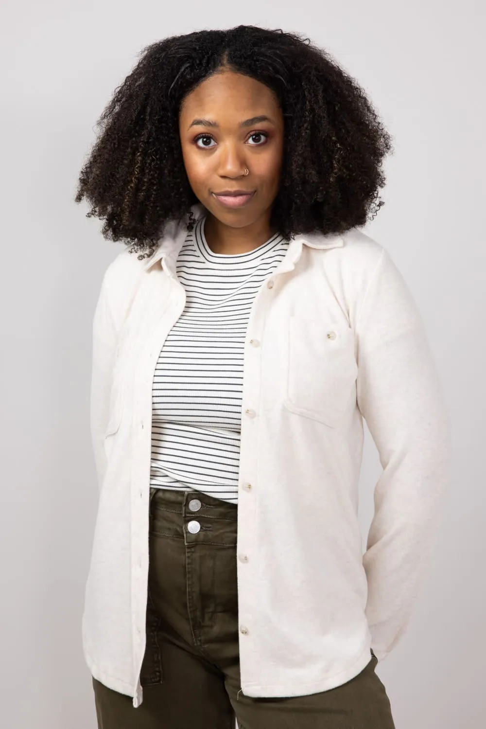 Thread & Supply Lewis Soft Luxe Button Up Shirt for Women in Pink Oatmeal | T1084PVXTS-PINKOATMEAL sold by Glik’s product image thumbnail 2