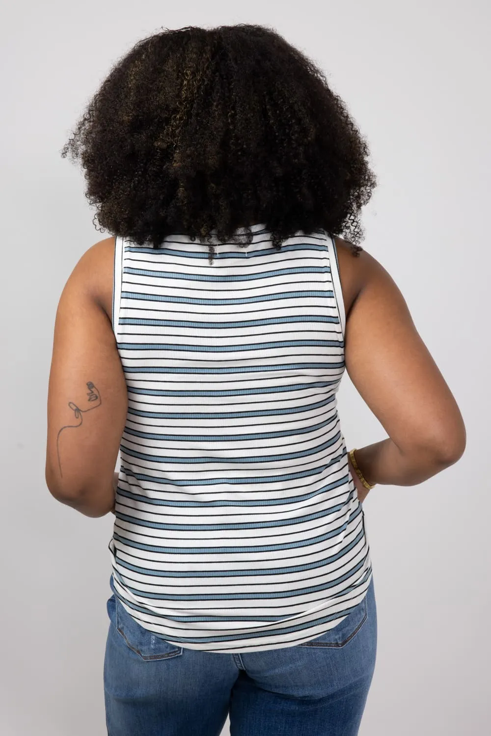 Thread & Supply Euclid Striped Tank Top for Women in White/Sky Blue | T1562RSTS-WHITESKYBLUE sold by Glik’s product image thumbnail 3