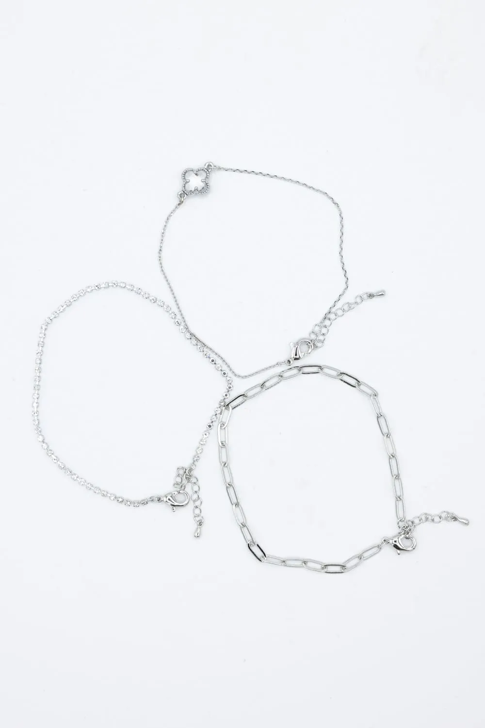 3 Piece Clover Bracelet Set in Silver | IBA101 RHCRY sold by Glik’s product image thumbnail 2