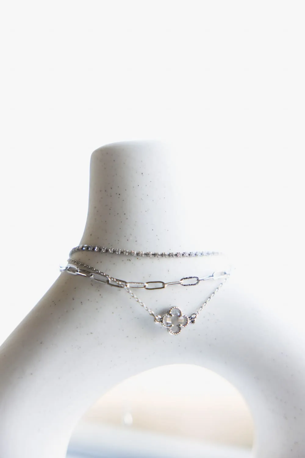 3 Piece Clover Bracelet Set in Silver | IBA101 RHCRY sold by Glik’s