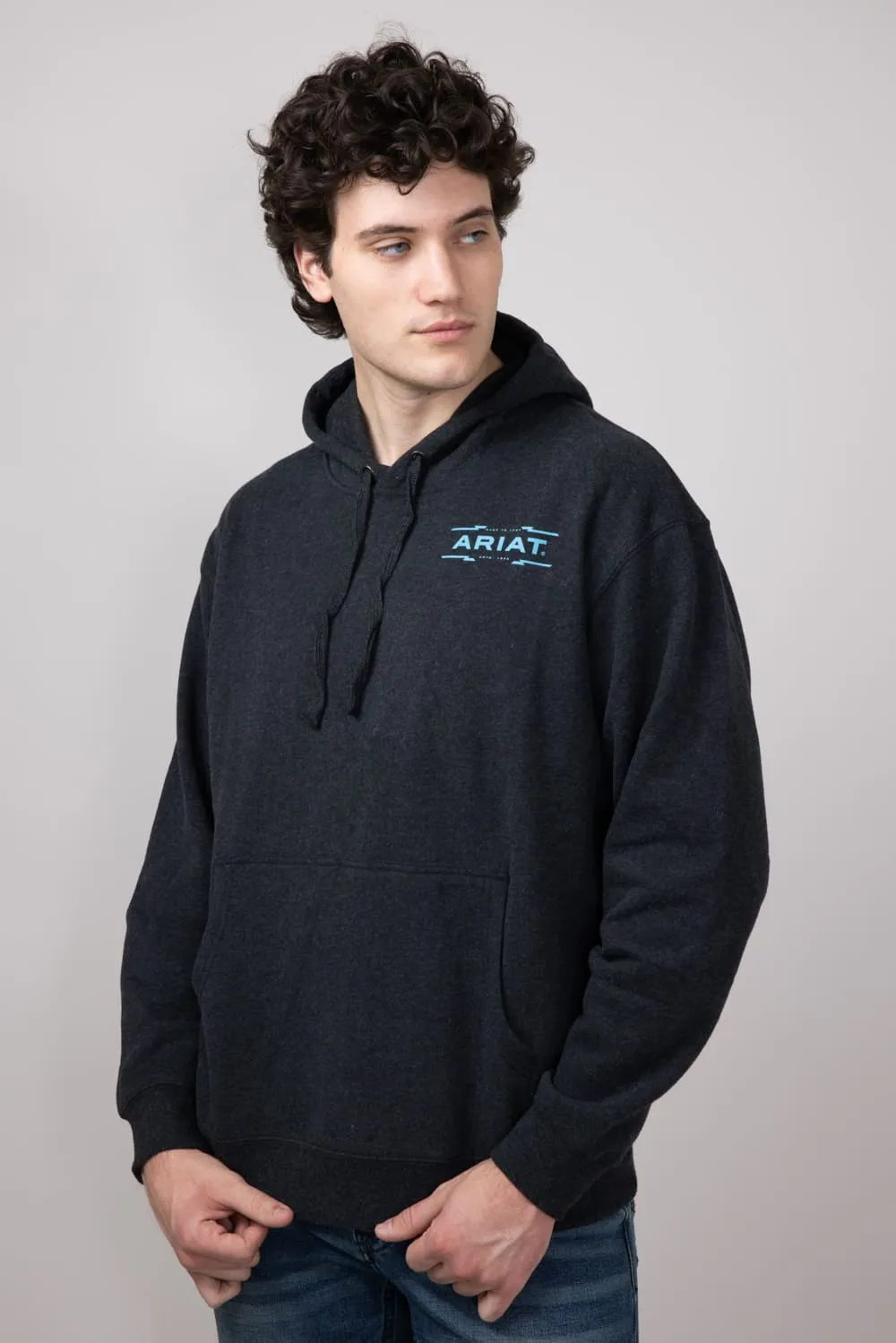 Ariat Diamond Canyon Hoodie for Men in Black Heather | 10052007-BLK sold by Glik’s product image thumbnail 2