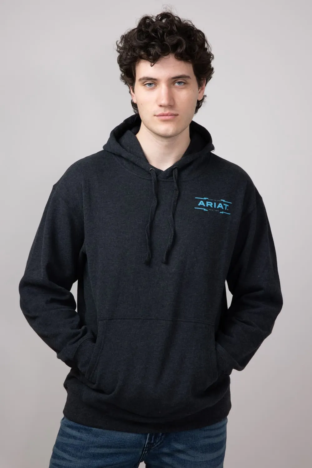 Ariat Diamond Canyon Hoodie for Men in Black Heather | 10052007-BLK sold by Glik’s product image thumbnail 4