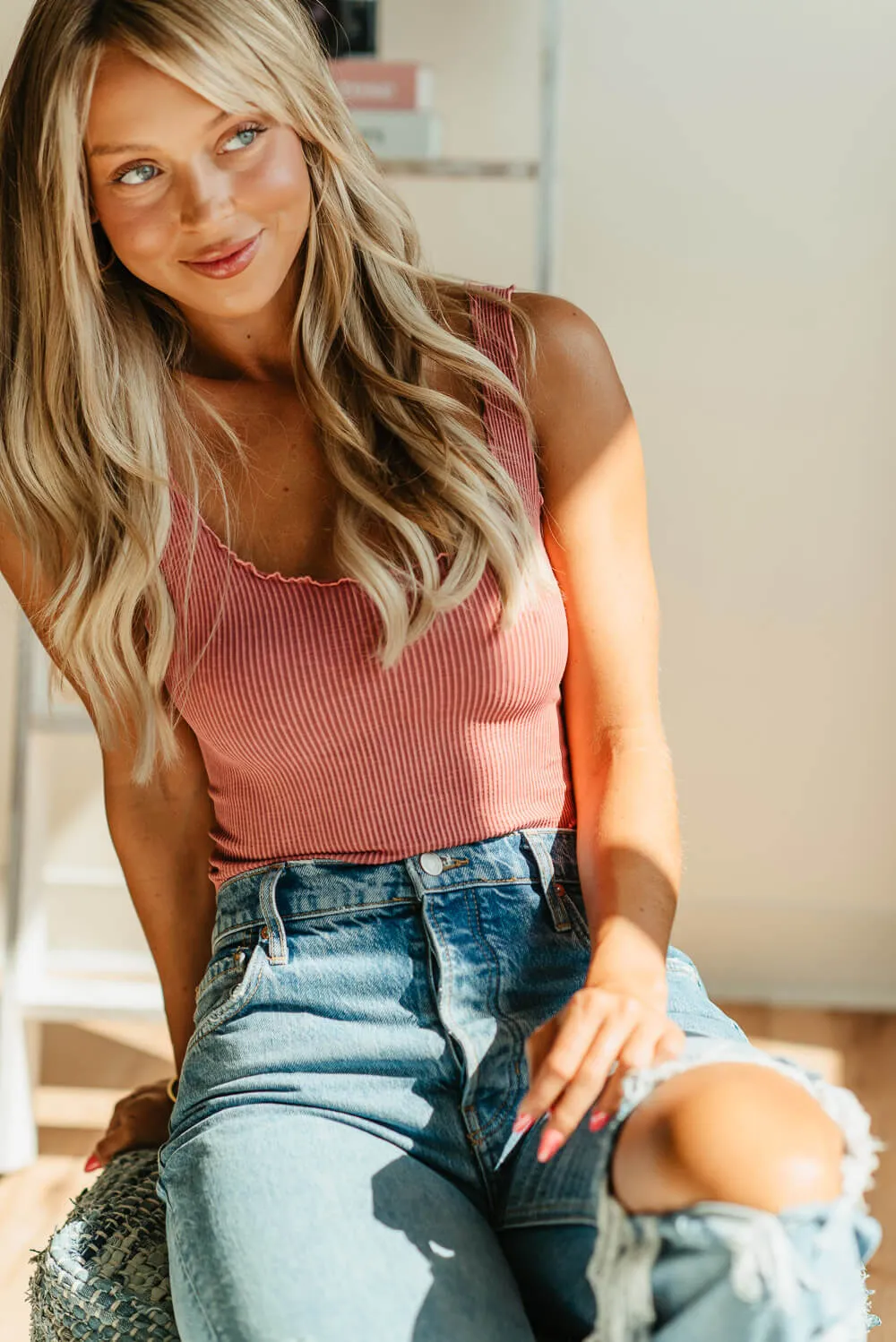 NikiBiki Mineral Wash Lettuce Edge Brami for Women in Dried Rose | NS7891V-VINTAGEDRIEDROSE sold by Glik’s