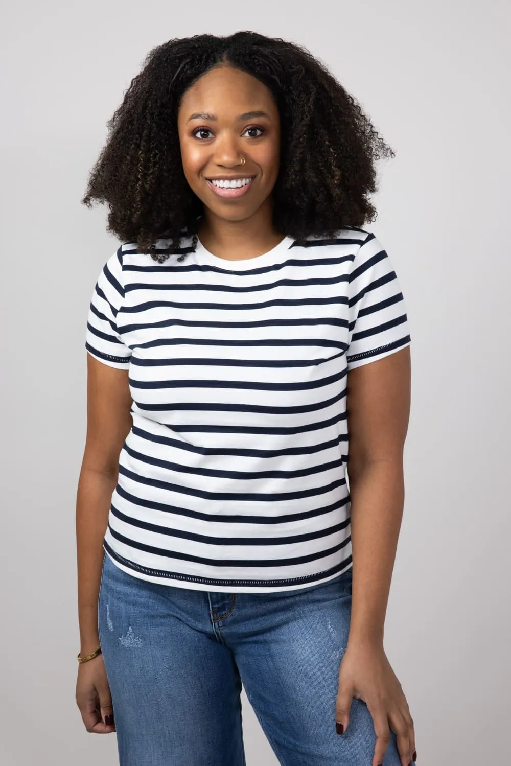 Thread & Supply Asher Striped T-Shirt for Women in White/Navy | T2940CKNTS-WHITENAVY sold by Glik’s