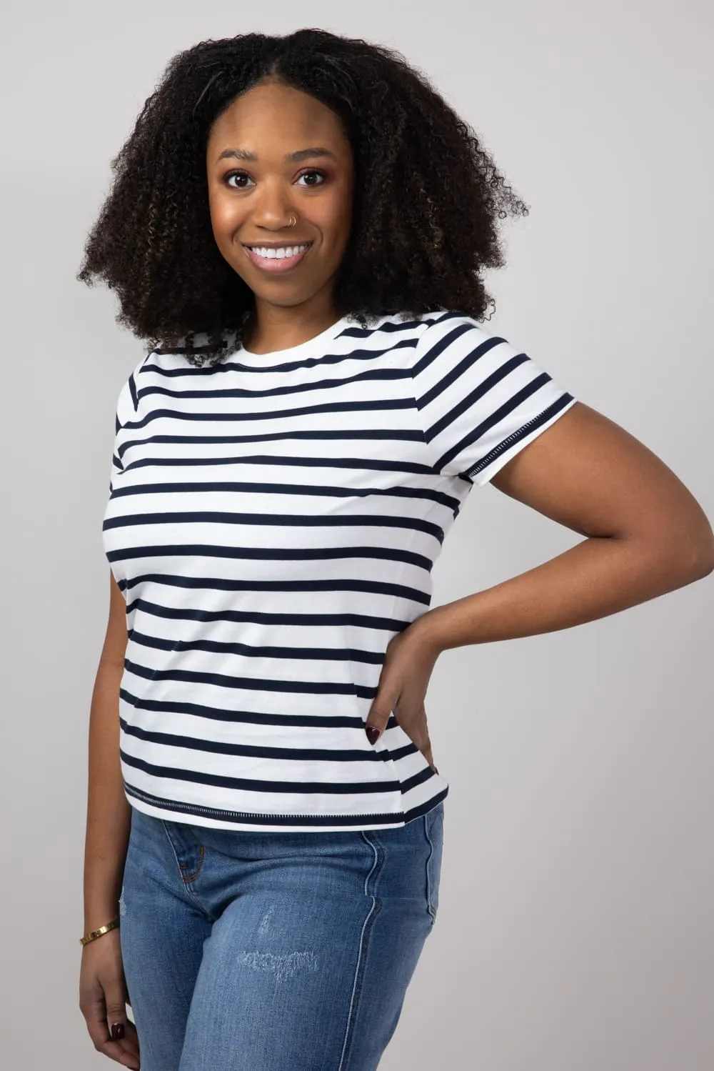 Thread & Supply Asher Striped T-Shirt for Women in White/Navy | T2940CKNTS-WHITENAVY sold by Glik’s product image thumbnail 2