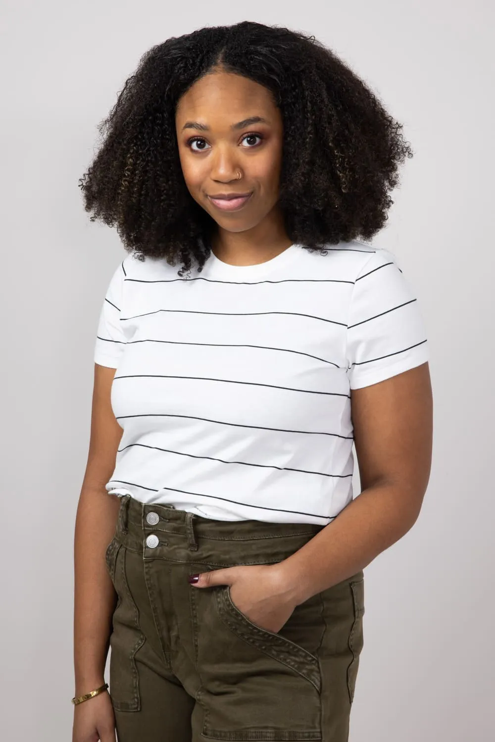 Thread & Supply Asher Striped T-Shirt for Women in White Black | T2940CKNTS-WHITEBLACK sold by Glik’s