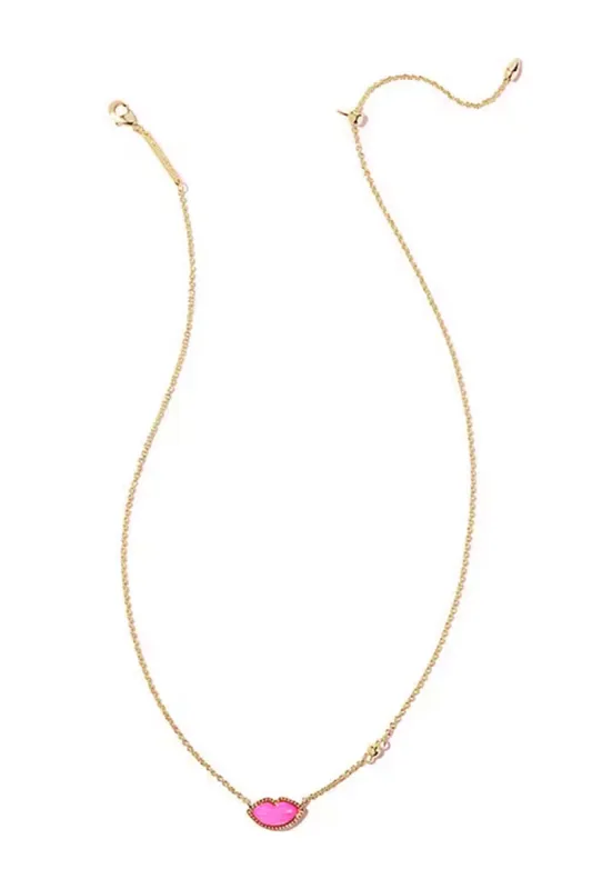 Kendra Scott Lips Pendant Necklace in Gold Hot Pink | 9608862528 sold by Glik’s