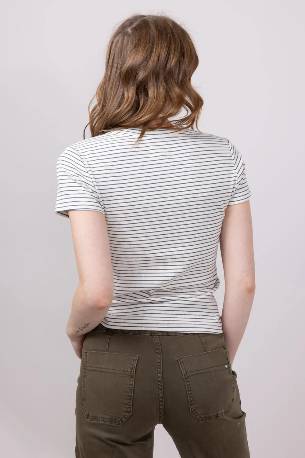 Thread & Supply Annie Striped T-Shirt for Women in Cream/Navy | T3544BRTS-CREAMNAVY sold by Glik’s product image thumbnail 3
