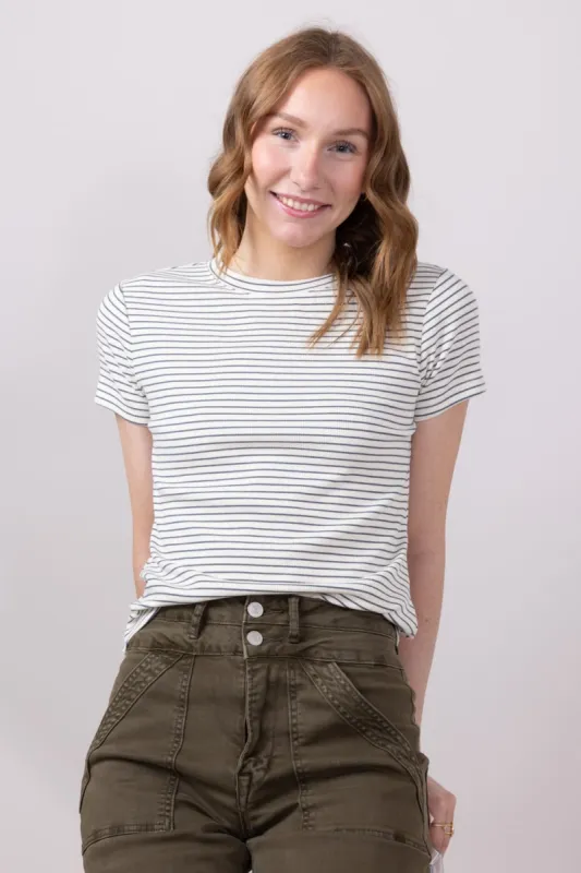 Thread & Supply Annie Striped T-Shirt for Women in Cream/Navy | T3544BRTS-CREAMNAVY sold by Glik’s