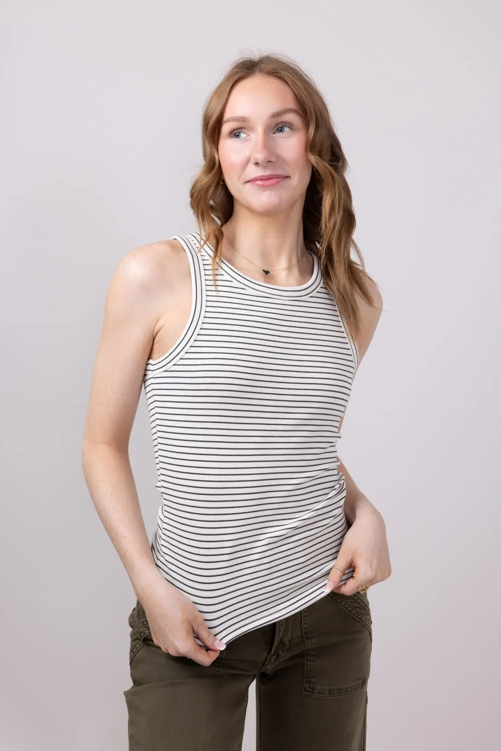 Thread & Supply Edlin Stripe Tank Top for Women in Cream/Black | T2338BRTS-CREAMBLACK sold by Glik’s