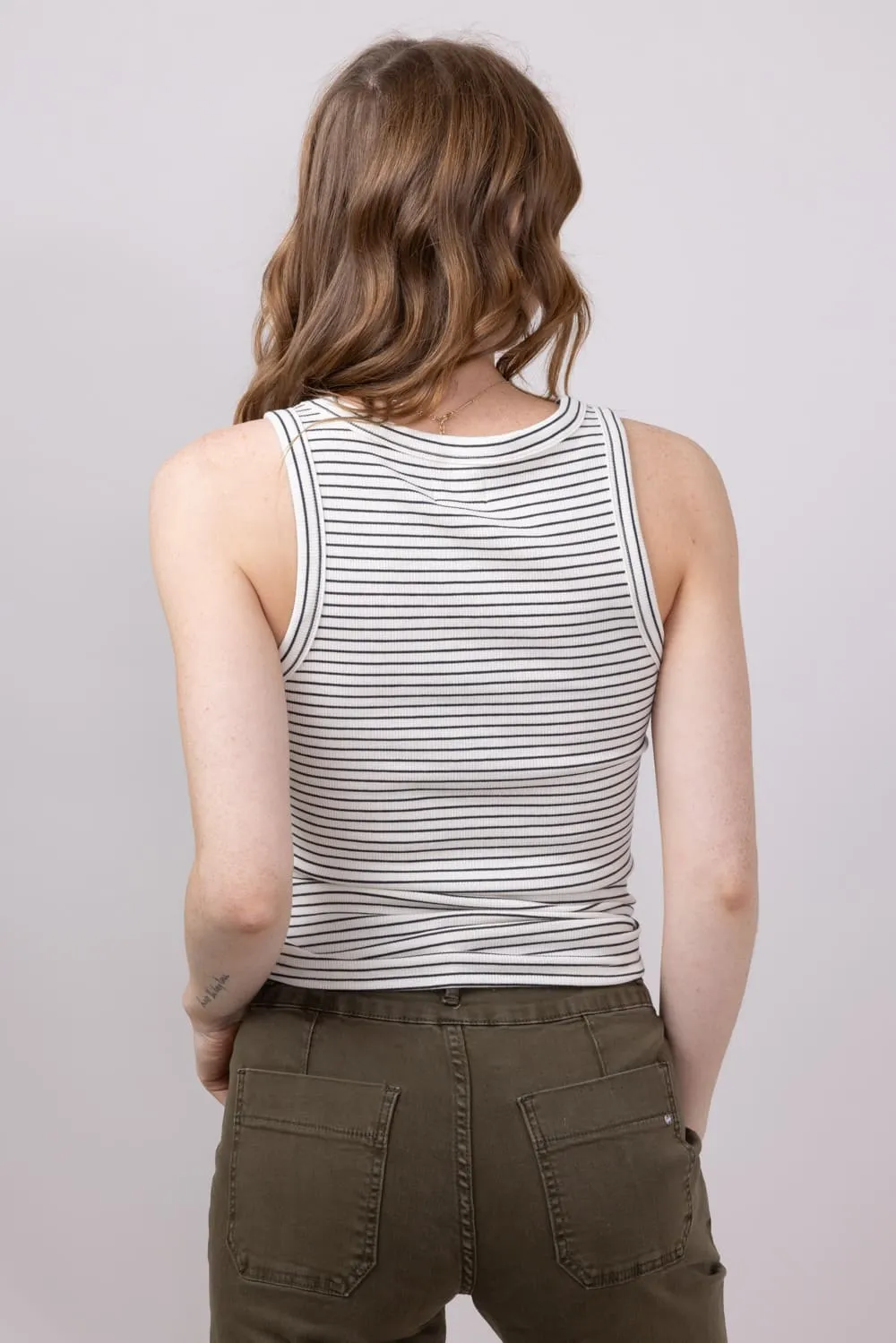 Thread & Supply Edlin Stripe Tank Top for Women in Cream/Black | T2338BRTS-CREAMBLACK sold by Glik’s product image thumbnail 3