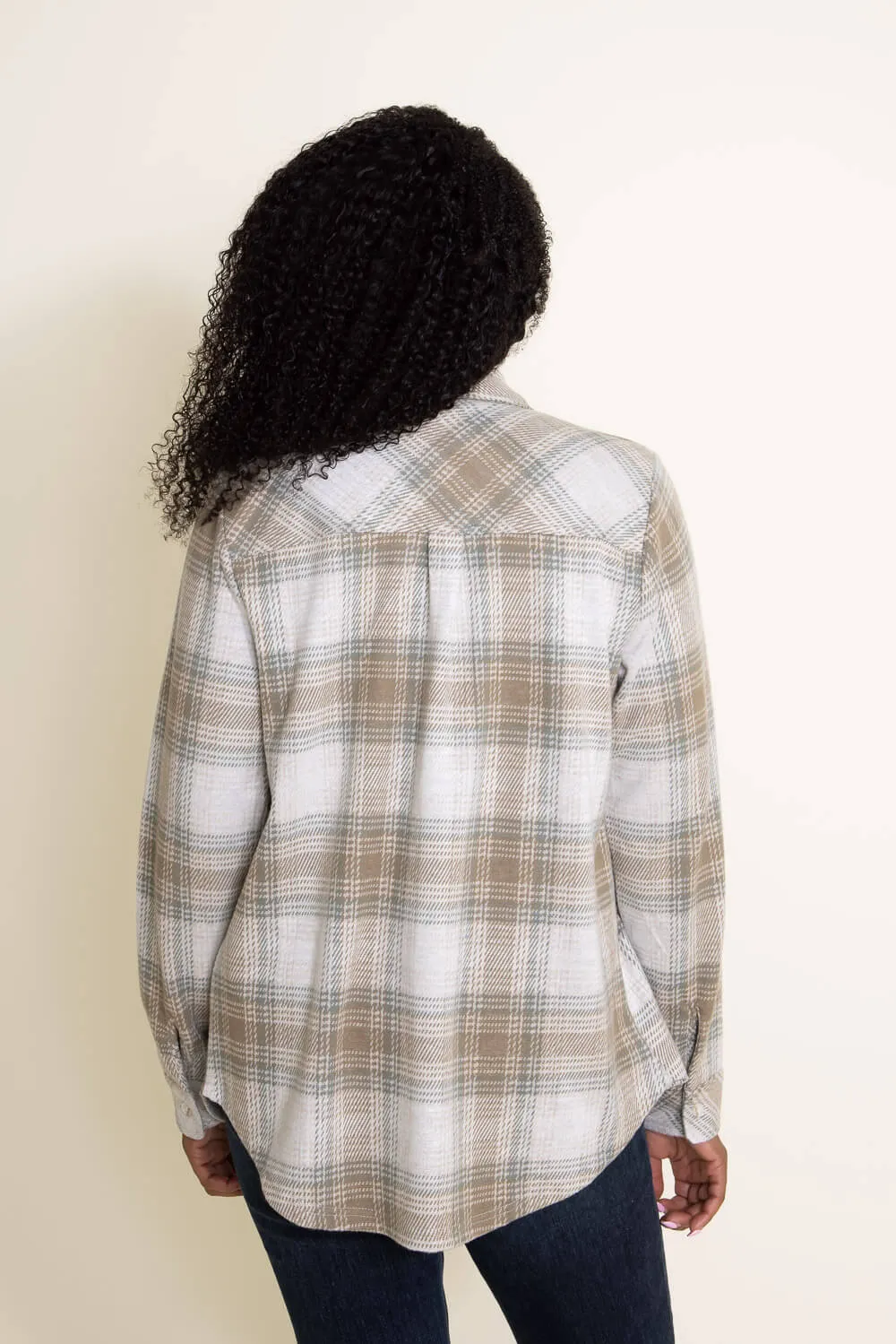 Thread & Supply Lewis Button Up Shirt for Women in White and Sage Plaid | T1084PVGK-WHT/SAGE sold by Glik’s product image thumbnail 3