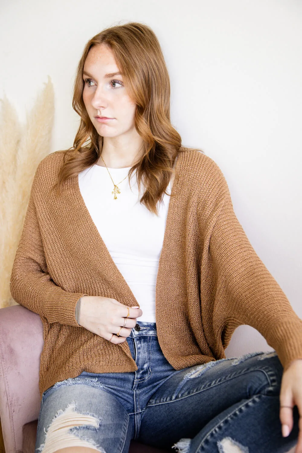 Shaker Stitch Cardigan for Women in Camel | 61865-CAM sold by Glik’s