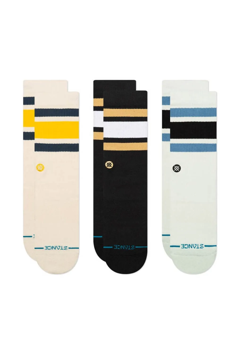 Stance 3 Pack Boyd Crew Striped Socks for Men in Cream | A556A21TB3-CRM sold by Glik’s