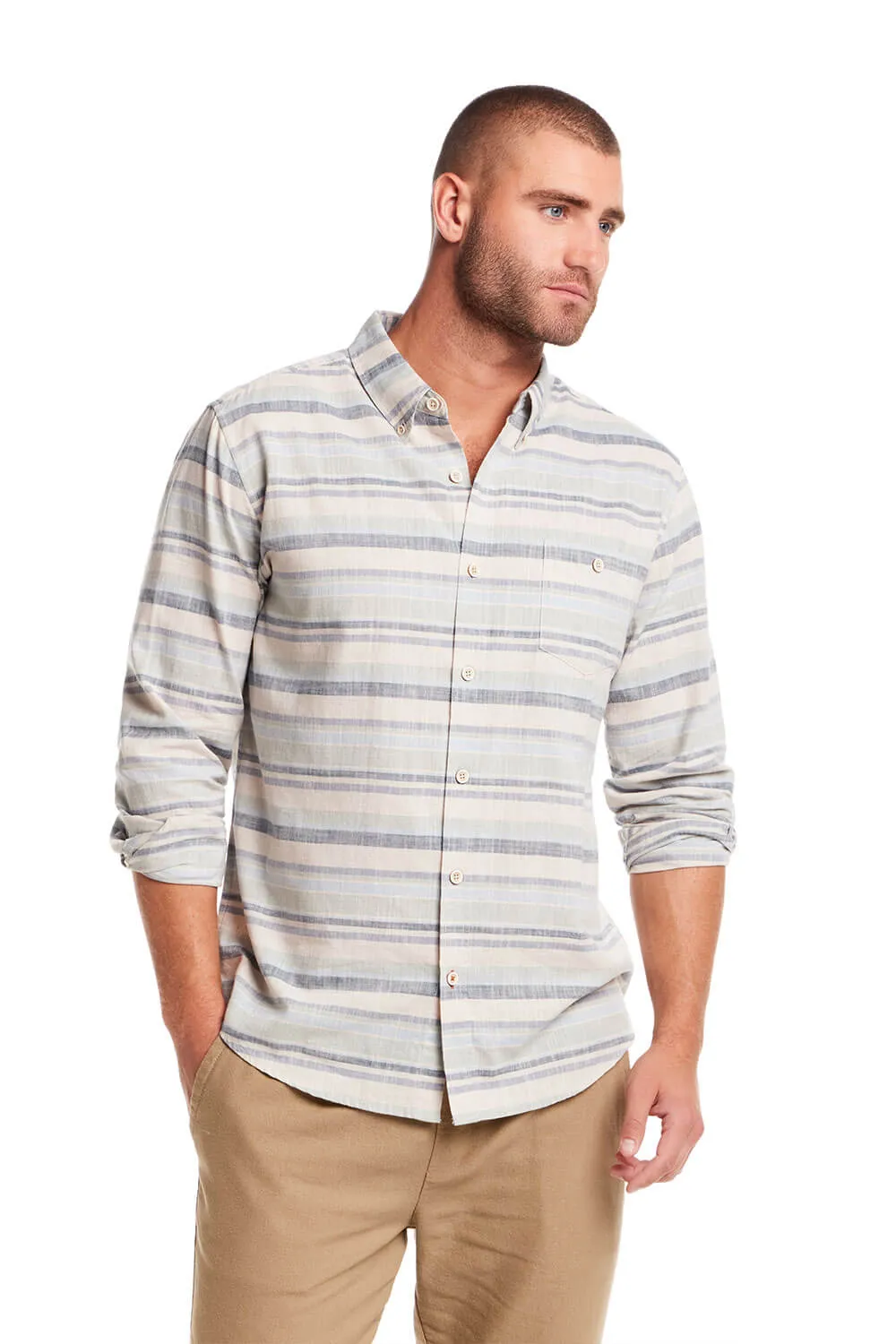 Weatherproof Vintage Stripe Button Up for Men in Dream Blue | S2585826GK-DREAM BLUE sold by Glik’s