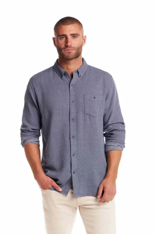 Weatherproof Vintage Jacquard Dobby Knit Button Up Shirt for Men in Vintage Blue | S2585861GK-VINTAGE BLUE sold by Glik’s