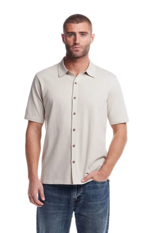 Weatherproof Vintage Jacquard Neat Coat Knit Button Up Shirt for Men in Natural | S2531579GK-NAT sold by Glik’s