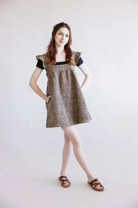 Leopard Print Dress for Women in Taupe | SD2520-TAUPEBLACKANIMAL made by Le Lis