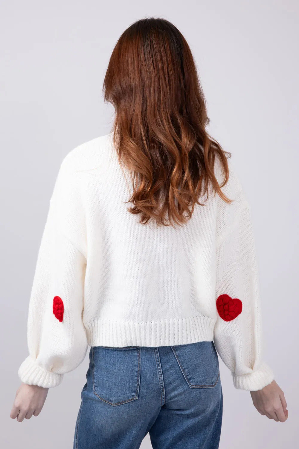 3D Heart Sweater for Women in White | LWT0073-WHITERED sold by Glik’s product image thumbnail 3
