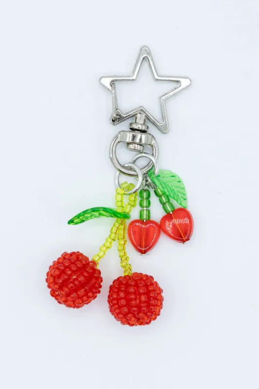 Double Beaded Cherry Purse Charm in Silver | CH118 sold by Glik’s