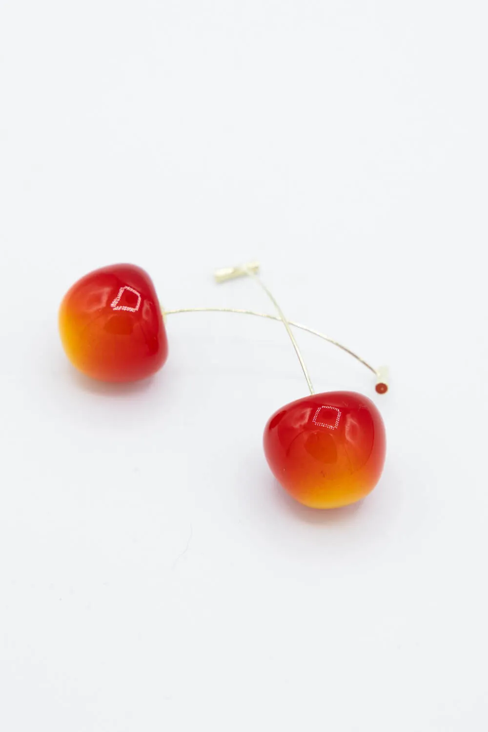 Red/Orange Cherries Long Stem Earrings in Gold | CH109 sold by Glik’s product image thumbnail 2