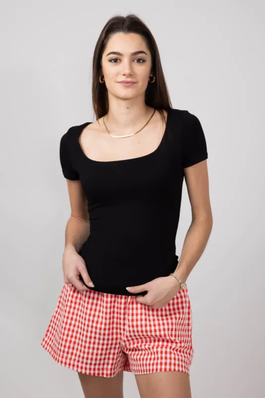 Final Touch Seamless Double Layer Knit T-Shirt for Women in Black | T30991-BLACK made by Final Touch