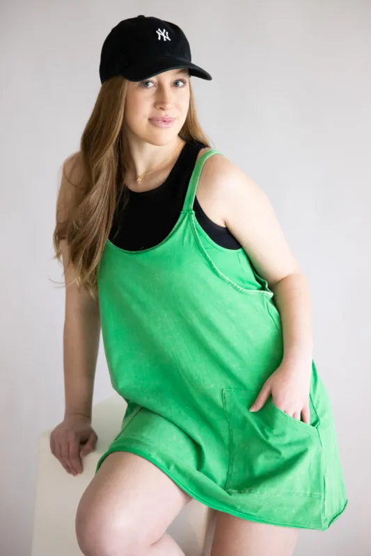 Knit Mini Dress with Shorts for Women in Green | ND31251-GREEN sold by Glik’s