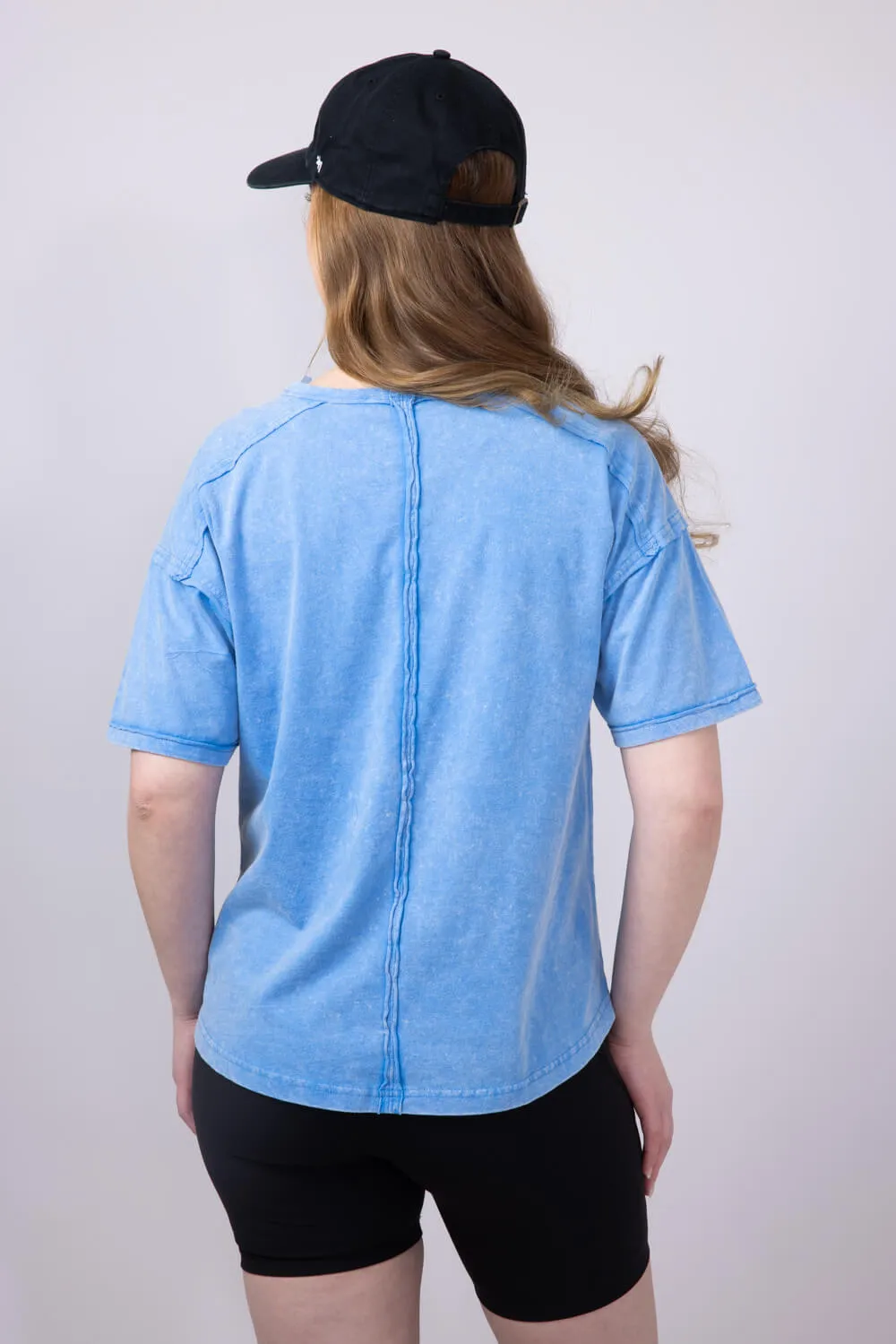 Mineral Wash Pocket T-Shirt for Women in Blue | NT11108-BLUE sold by Glik’s product image thumbnail 4