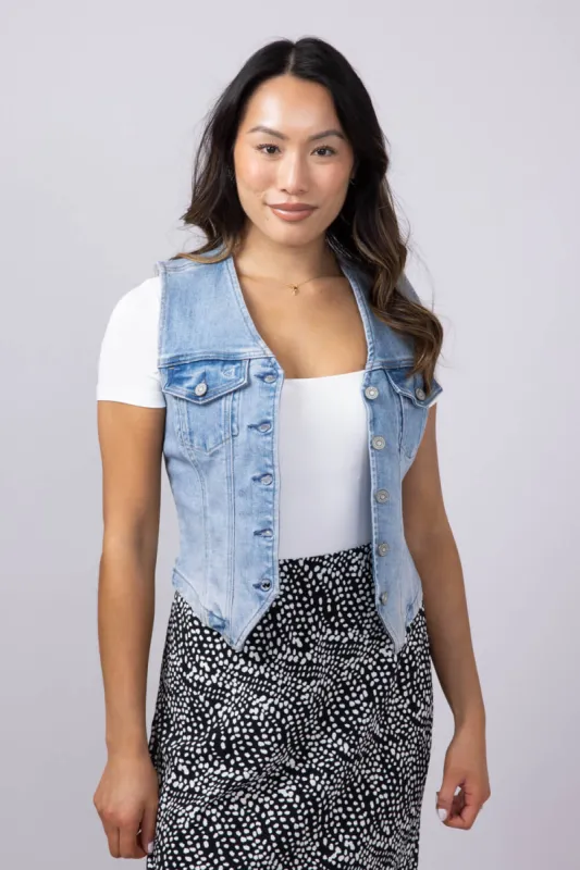 Hidden Denim Button Up Vest for Women | HD148V-LT sold by Glik’s