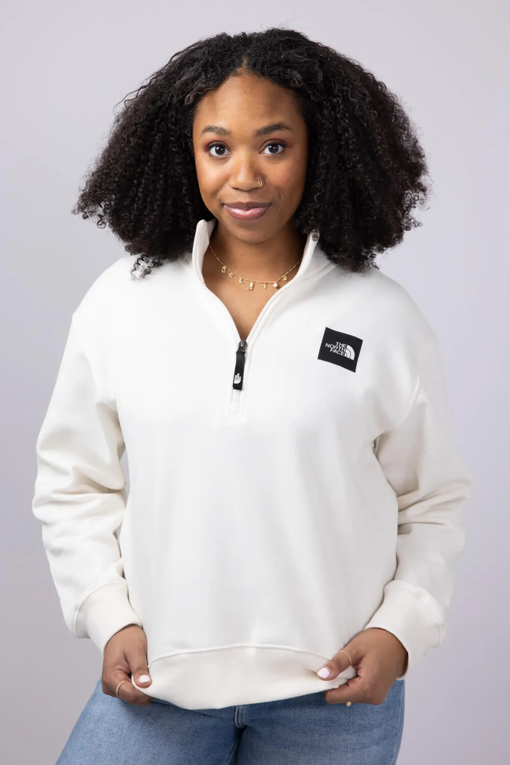 The North Face Box Half Dome Quarter Zip for Women in White Dune | NF0A8B7V-QLI sold by Glik’s product image thumbnail 3