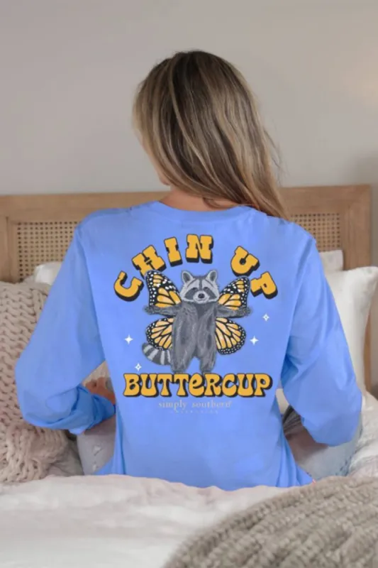Simply Southern Chin Up Butter Cup T-Shirt for Women in Vista Blue | LS-BUTTERCUP-VISTA sold by Glik’s