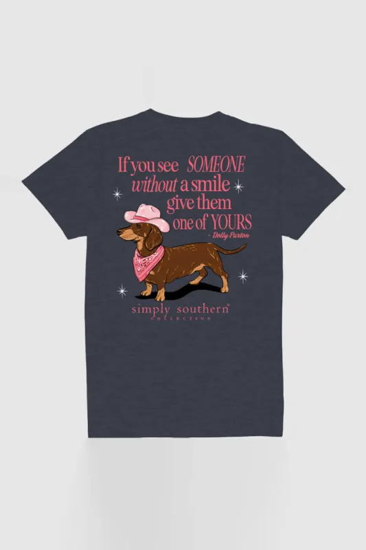 Simply Southern Plus Size Dachshund Smile T-Shirt for Women in Heather Navy | EXT-SS-SMILE-HTHRNVY sold by Glik’s