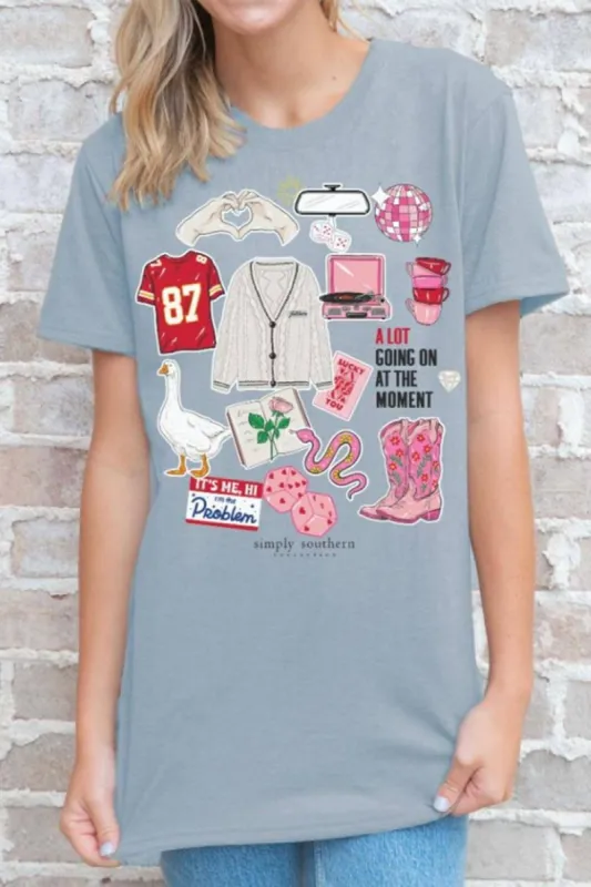 Simply Southern Eras Stickers T-Shirt for Women in Stone Blue | SS-STICKERS-STNBLUE sold by Glik’s