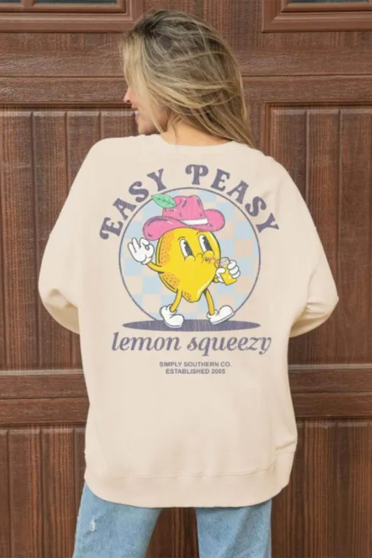 Simply Southern Easy Peasy Fleece Sweatshirt for Women in Sand | CREW-EASY-SAND sold by Glik’s