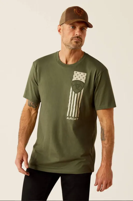 Ariat Patriot Stripe T-Shirt for Men in Green | 10054833-SURPLUSGREEN sold by Glik’s